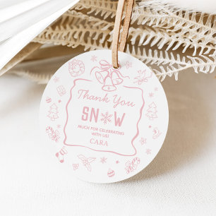 Rosa Winter-Onederland-Birthday-Party-Geschenk-Tag Geschenkanhänger