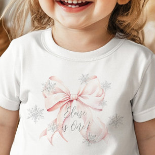 Rosa Winter Onederland Silber 1. Geburtstag Baby T-shirt
