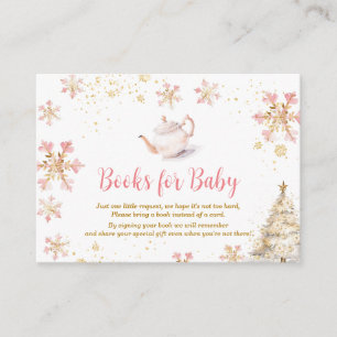 Rosa Winter-Teeparty-Baby-Shower-Bücher für Baby Begleitkarte