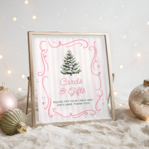 Rosa Winter Weihnachten Baby Shower Karten und Ges Poster