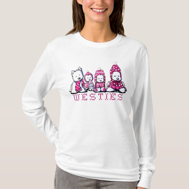 Rosa Winter Westies T-Shirt (Vorderseite)