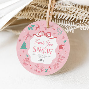Rosa Winter Wonderland Erstes Geburtstags-Geschenk Geschenkanhänger