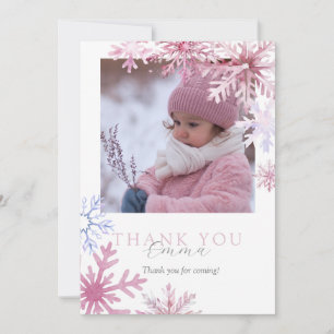 Rosa Winter Wonderland-Foto-Dankeskarten Dankeskarte