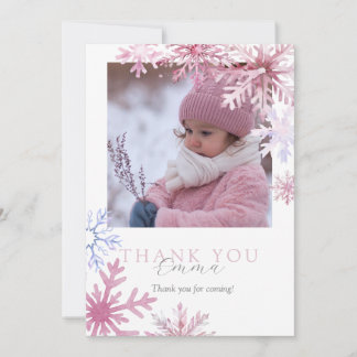 Rosa Winter Wonderland-Foto-Dankeskarten Dankeskarte