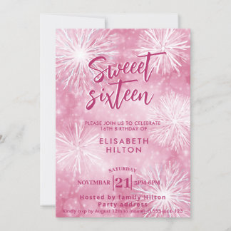 Rosa Winter Wunderland Aquarellschneeflocken Einladung
