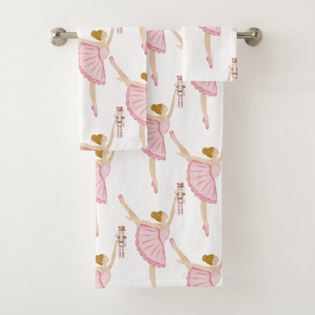 Rosa Winterferien Kinder Ballerina Badhandtuch Set (Insitu)