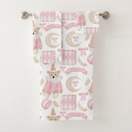 Rosa Winterferien Kinder Teddybär Badhandtuch Set