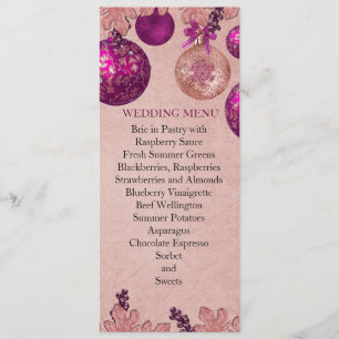 Rosa Winterferien-Ornamente Hochzeitsmenü Menükarte