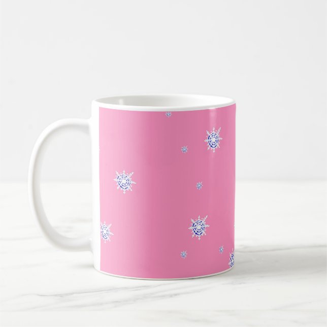 Rosa Winterschneeflocken Kaffeetasse (Links)