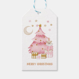 Rosa Winterurlaub Süßwarenbär Geschenkanhänger