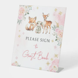 Rosa Winterwald Babydusche Gästebuch Sockelschild