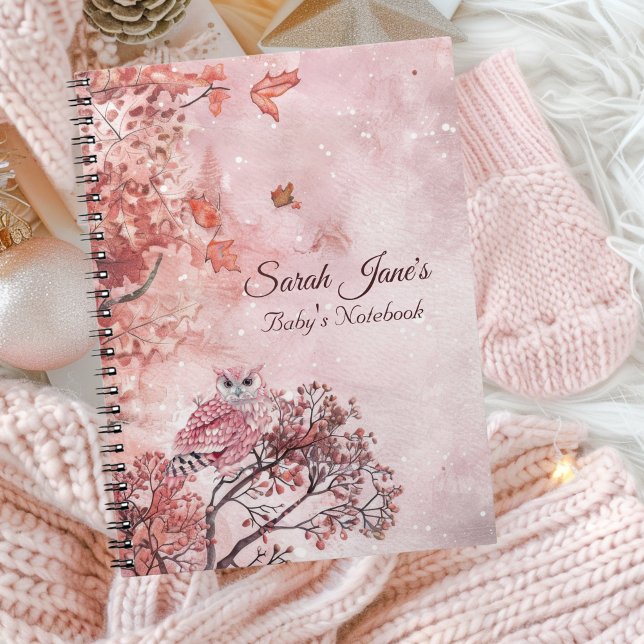 Rosa Winterwald moderne Babys Notizblock (Pink Woodland Babys Notebook)