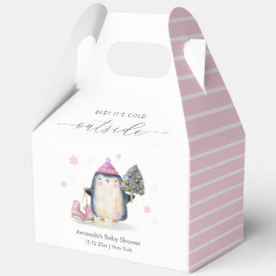 Rosa Winterwald Skate Pinguin Baby Shower  Geschenkschachtel