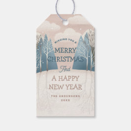 Rosa Winterwald | Weihnachtslandschaft Geschenkanhänger