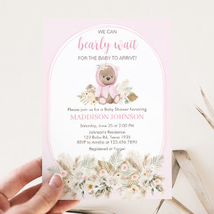 Rosa Wir können es kaum erwarten Baby Shower Einladung