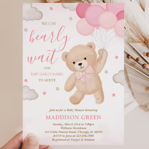 Rosa Wir können es kaum erwarten Baby Shower Einladung