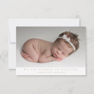 Rosa Wir sind gesegnet Foto Collage Baby Girl Birt Ankündigung