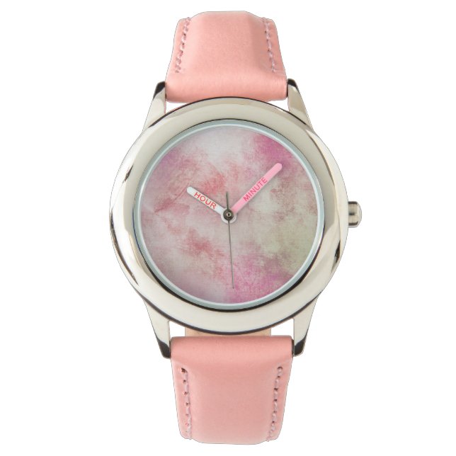 Rosa Wirbel Abstrakt Art Wrist Watch Armbanduhr (Vorderseite)
