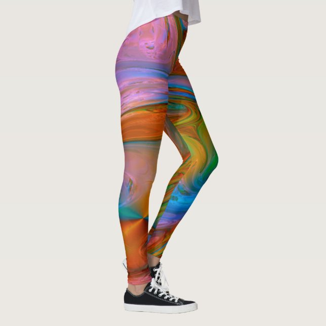 Rosa Wirbel Abstrakt Leggings (Rechts)