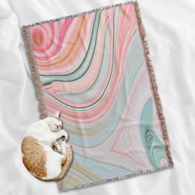 Rosa Wirbel aus Rosa Korallenminze, grüner Regenbo Decke (blush pink coral mint green rainbow marble swirls throw blanket)