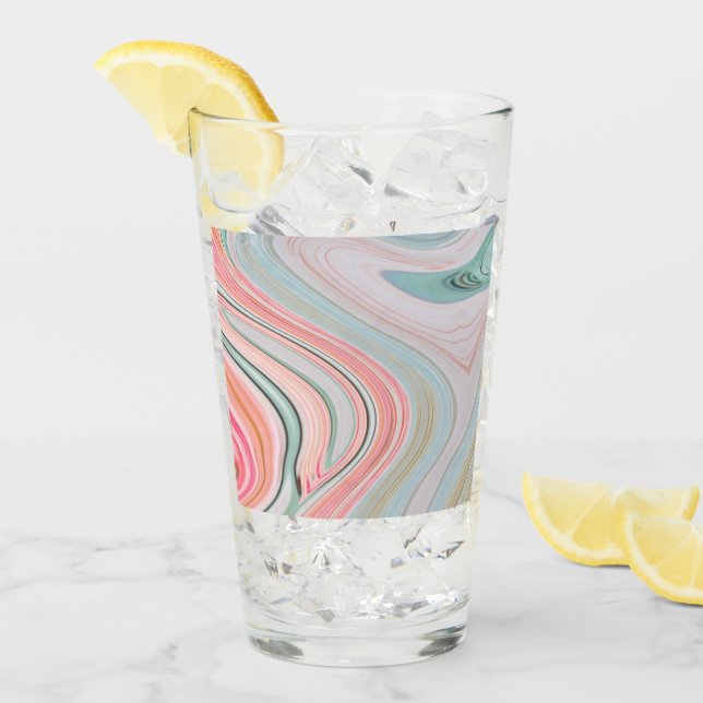 Rosa Wirbel aus Rosa Korallenminze, grüner Regenbo Glas (Vorderseite Ice)