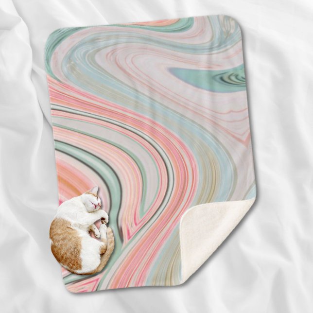 Rosa Wirbel aus Rosa Korallenminze, grüner Regenbo Sherpadecke (blush pink coral mint green rainbow marble swirls sherpa blanket)