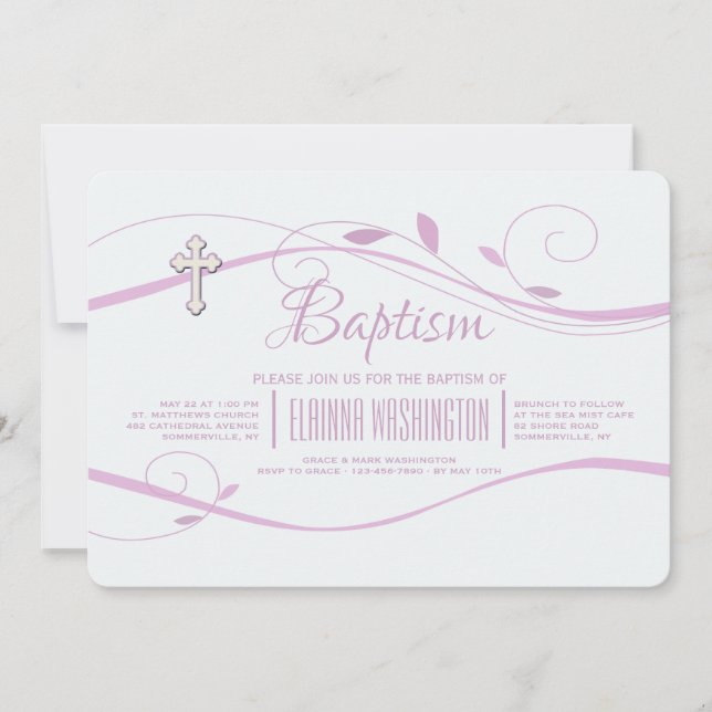 Rosa Wirbel Einladung (Vorderseite)