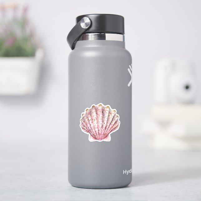 Rosa wirbellose Muschel Aufkleber (HydroFlask)