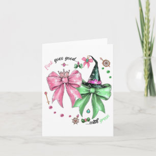 Rosa wird gut mit grünem Funny Halloween Wo Karte