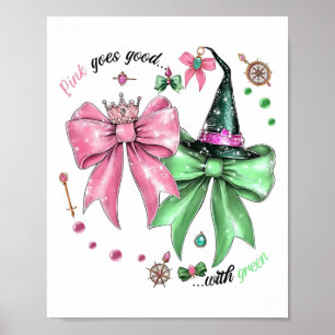 Rosa wird gut mit grünem Funny Halloween Wo Poster