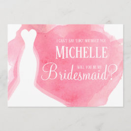 Rosa wirst du meine Bridesmaid sein? Gown Watercol Einladung