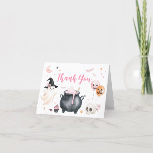 Rosa Witch Ghost Little Boo Baby Dusche Dankeskarte