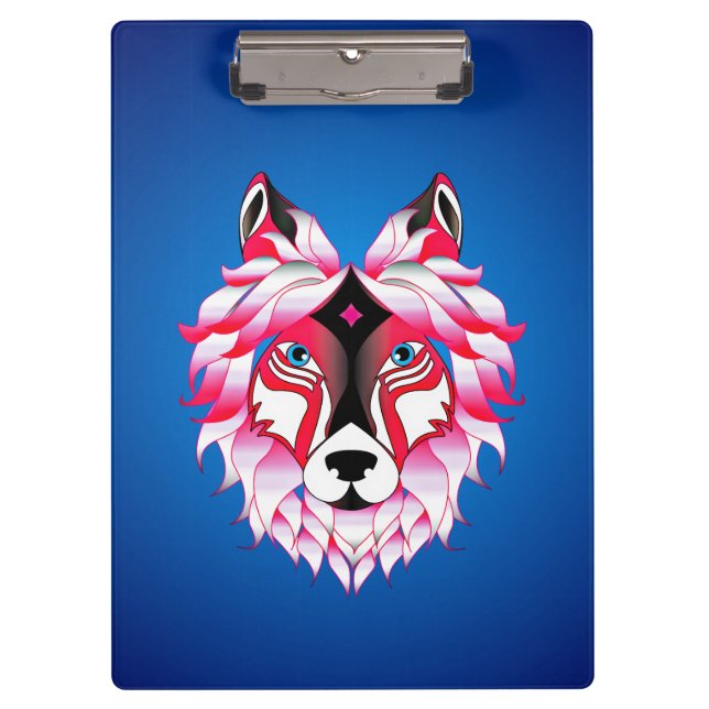 Rosa Wolf Head Artwork-24531 Klemmbrett (Vorderseite)