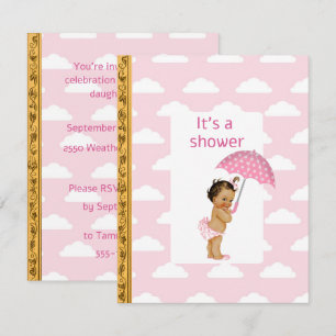 Rosa Wolken Baby Mädchen Shower Digital-Download Einladung