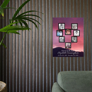Rosa Wolken bei Sonnenuntergang Foto-Collage Herz Acrylschild