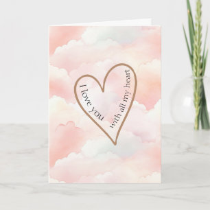 Rosa Wolken Liebesherz Karte