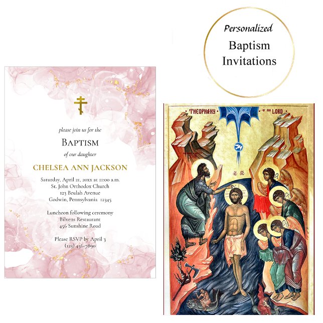 Rosa Wolken Orthodoxe Taufe Einladung (Von Creator hochgeladen)