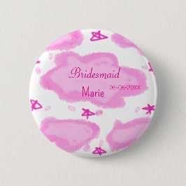 Rosa Wolken pastellfarbene Sterne Bräunungsmädchen Button