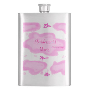 Rosa Wolken pastellfarbene Sterne Bräunungsmädchen Flachmann