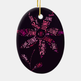 Rosa Word Cloud Juni Blume Text Keramikornament