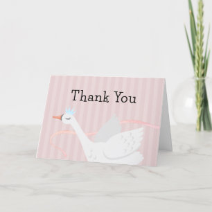 Rosa wunderliche Prinzessin Schwan Baby Shower Dankeskarte