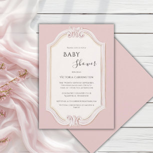 Rosa wunderliche Vintage-Baby-Einladung Einladung