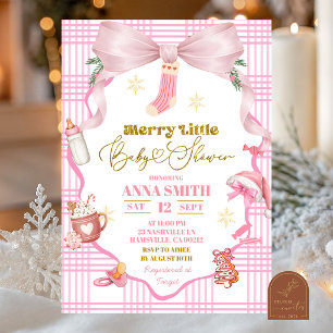 Rosa wunderliche Weihnachts-Schleife Merry Little Einladung