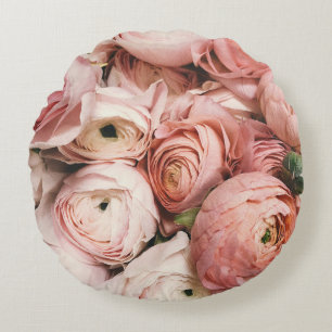 Rosa Wurfkissen mit Blumenmuster Rundes Kissen
