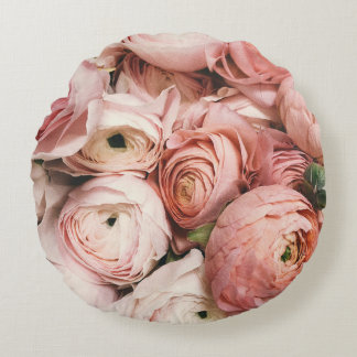 Rosa Wurfkissen mit Blumenmuster Rundes Kissen