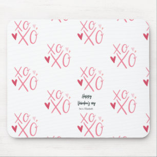 Rosa "XOXO"Herzen Frohen Valentinstag Mousepad