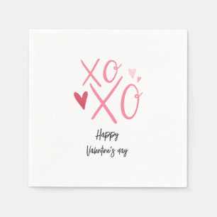 Rosa "XOXO"Herzen Frohen Valentinstag Serviette