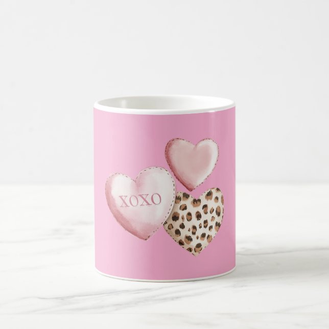 Rosa XOXO Leopard Druckerhitze Kaffeetasse (Mittel)