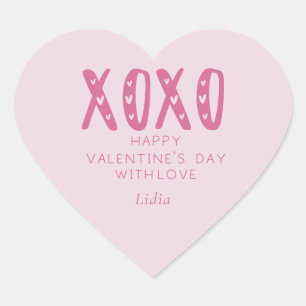 Rosa XOXO, Valentinstag Herz-Aufkleber