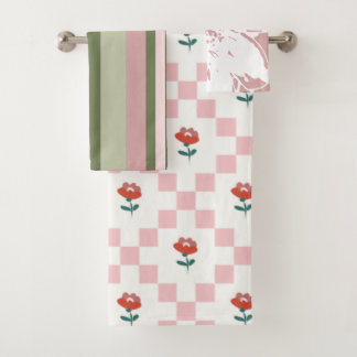 Rosa y verde aesthetic badhandtuch set